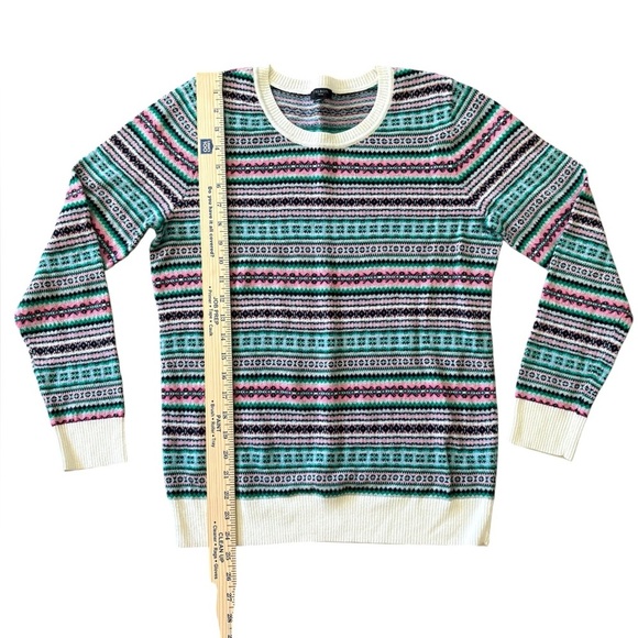 Talbots Womens Fair Isle Wool Crew Neck Sweater Multicolor Striped Petite M - Picture 5 of 7